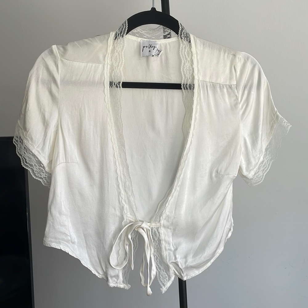 Princess Polly | vintage tie up top | white | US 0